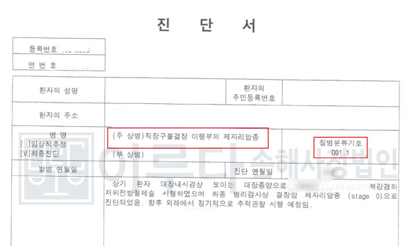 [D01] 대장점막내암 손해사정사례 이루다손해사정법인 성공사례 썸네일